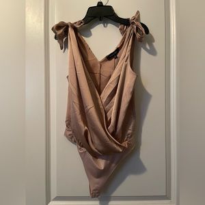 nude bodysuit ties on shoulders